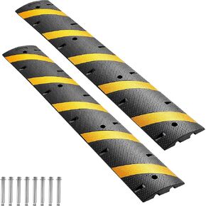 VEVOR Cable Protector Ramp, 4 Packs 1 Channel Speed Bump Hump, Heavy Duty Rubber Modular Rated 18000 LBS Load Capacity Protective Wire Cord Driveway Traffic, Black in Saudi Arabia