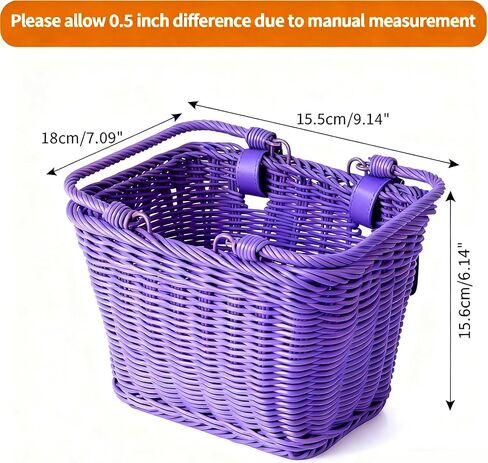 Kids Bike Basket Set, Front Bicycle Bike Baskets for Kids, Hand-Woven Wicker Boys and Girls Bike Basket Front,Children Cycling Basket,Easy Install Detachable in Saudi Arabia