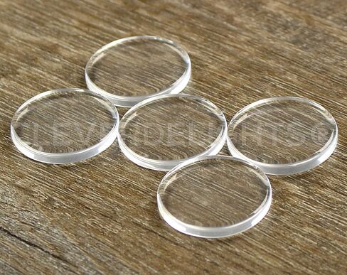 CleverDelights 4" Round Glass Tiles - 5 Pack - Clear Flat 4 Inch Circle Tiles in Kuwait
