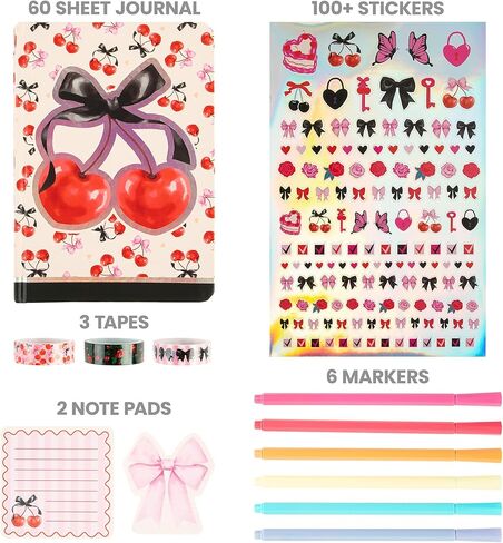 Fashion Angels Yummy Gummies Graphic Journal Set, Includes Sketch Book, Sticker Sheets, Writing Essentials, Tape & More, Ideal for Kids & Teens in Kuwait