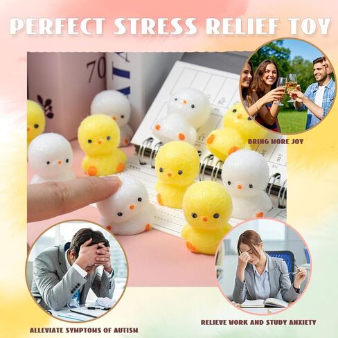 4pcs Mini Taba Squishies Squichy Chick Toy Party Favors for Kids, Fufu Squishy Fidget Toys Small Chick White/Yellow Squeeze Toy for Stress Relief Suitable for Adults Kids in Kuwait