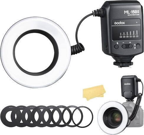 فلاش Godox MF R76 Micro Ring 76Ws CCT 5000K 660 ومضات كاملة الطاقة وقت إعادة التدوير 0.1-1.5S لكاميرات Canon Nikon Sony Fuji Olympus Panasonic DSLR in Kuwait