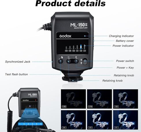 فلاش Godox MF R76 Micro Ring 76Ws CCT 5000K 660 ومضات كاملة الطاقة وقت إعادة التدوير 0.1-1.5S لكاميرات Canon Nikon Sony Fuji Olympus Panasonic DSLR in Kuwait