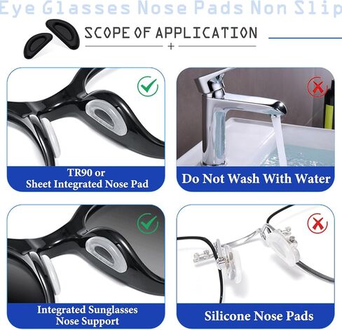 10 Pairs Eyeglass Nose Pads for Glasses Anti Slip, Soft Adhesive Silicone Glasses Nose Pad Cushion, 1.5 x 7 x 15mm Nose Grips for Glasses, Sunglasses, Eye Wear in Kuwait