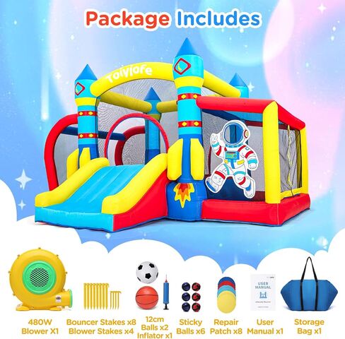 Giant Inflatable Water Slide, 7-in-1 Original Forest Dinosaur Style Backyard Splash Park with Dual Slide, 480W Blower with GFCI, Pool, Water Sprinklers, Tunnel, Climbing Wall for Summer Outdoor Fun in Saudi Arabia