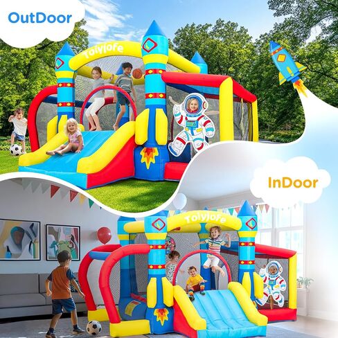 Giant Inflatable Water Slide, 7-in-1 Original Forest Dinosaur Style Backyard Splash Park with Dual Slide, 480W Blower with GFCI, Pool, Water Sprinklers, Tunnel, Climbing Wall for Summer Outdoor Fun in Saudi Arabia