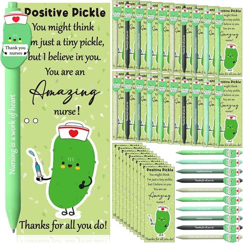 20 Sets Nurses Pen Gift Bulk Positive Pickle for Nurse Inspirational Pickle Ballpoint Pens with Emotional Support Greeting Cards Nursing Appreciation Gifts for Nurse Week Medical Assistant in Kuwait