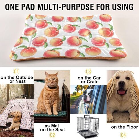 Emelivor Peaches Dog Cat Bed Washable Crate Pet Bed Anti-Slip Comfortable Crate Pet Puppy Bed Mat for Small Medium and Laege Dogs Cat, 18 x 24 Inch in Kuwait
