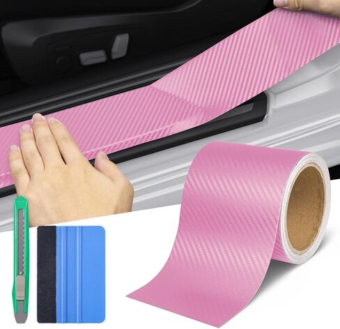Lypumso Carbon Carbon Finyl Tape مع أدوات أدوات ، حذف الكروم حذف فينيل لفة لقب حافة باب حافة حافة الحرس النافذة الحامي (رمادي ثلاثي الأبعاد ، 2 × 30 قدمًا) in Kuwait
