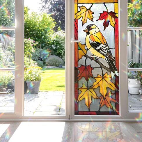 Hummingbird & Roses Stained Glass Window Film, Decorative Hummingbird & Roses Stained Glass Window Film, Hummingbird & Roses Stained Glass Window Film for Bathroom Door Heat Anti UV RA02 in Kuwait