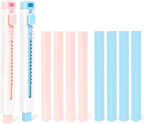 Retractable Erasers, Pack of 8 Eraser for Pencils,Assorted Color Mechanical Eraser Pen for School Office Home Supplies in Kuwait