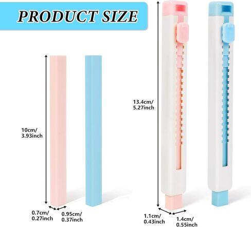 Retractable Erasers, Pack of 8 Eraser for Pencils,Assorted Color Mechanical Eraser Pen for School Office Home Supplies in Kuwait