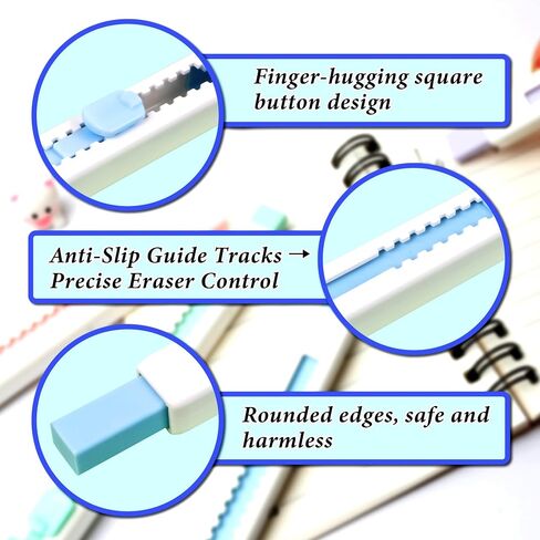Retractable Erasers, Pack of 8 Eraser for Pencils,Assorted Color Mechanical Eraser Pen for School Office Home Supplies in Kuwait