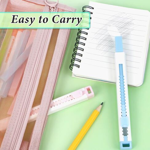 Retractable Erasers, Pack of 8 Eraser for Pencils,Assorted Color Mechanical Eraser Pen for School Office Home Supplies in Kuwait