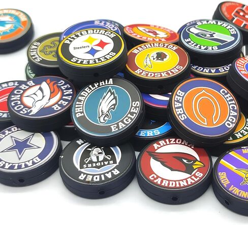 32 Pcs Football Silicone Focal Beads for Pens Bulk, Loose Rubber Rugby Helmet Shaped Bead for Beadable Beaded Pen Keychain Making in Saudi Arabia