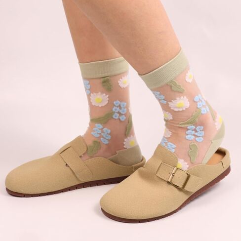 6 أزواج جوارب زهرة شفافة للنساء ، شبكة الدانتيل شاهد من خلال جوارب النايلون الشفافة ، القدمين الصيفية العتيقة الرقيقة in Kuwait