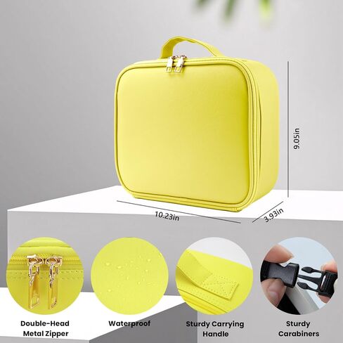 حقيبة مكياج السفر مع مرآة LED و COSTEP COSSMETION COSMETAL COSTEMERT PORTION COMTER COSMETION BAS مع مقسمات قابلة للتعديل لضمادات مستحضرات التجميل بفرش مكياج (أسود) in Kuwait