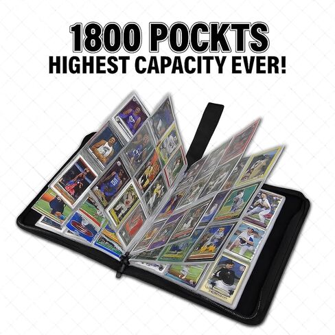 1800 Pockets Trading Card Sleeves, Premium 9-Pocket 100 Pages, Double-Sided Baseball Sleeves, Protectors Sheets for TCG Card Storage - Fits 3 Ring Binder (100 Sheets) in Saudi Arabia