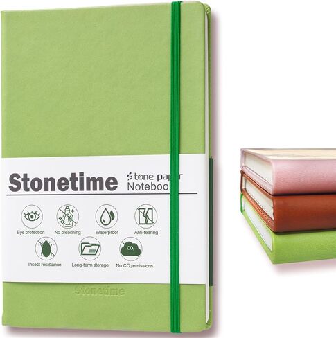 Stone Paper Notebook for Women Men, A5 Waterproof Notebook Hardcover Executive Journal, Ruled Notebooks for Writing, Business, Work ＆ School, 160 Pages Notebook (Brown) in Kuwait