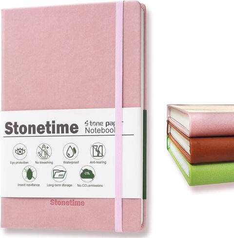 Stone Paper Notebook for Women Men, A5 Waterproof Notebook Hardcover Executive Journal, Ruled Notebooks for Writing, Business, Work ＆ School, 160 Pages Notebook (Brown) in Kuwait