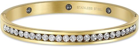قناة قابلة للتكديس مجموعة أبيض مكعب Zirconia CZ AAA Bangle سوار للنساء باللون الفضي أو الذهب من الفولاذ المقاوم للصدأ مثالي لحفلات الزفاف in Kuwait