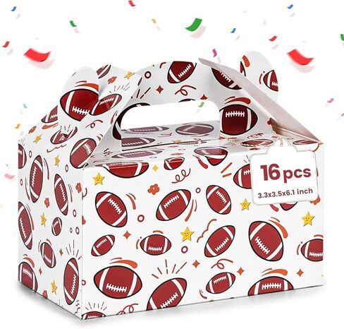 VGOODALL 16PCS Party Favor Boxes ، 6.1 × 3.5 × 3.3 بوصة صناديق هدايا ورق السلة مع أكياس الوجبات الخفيفة لزخارف حفلات عيد الميلاد الرياضية in Kuwait