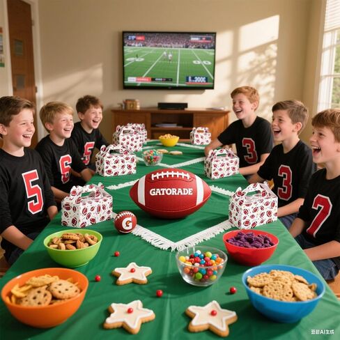 VGOODALL 16PCS Party Favor Boxes ، 6.1 × 3.5 × 3.3 بوصة صناديق هدايا ورق السلة مع أكياس الوجبات الخفيفة لزخارف حفلات عيد الميلاد الرياضية in Kuwait