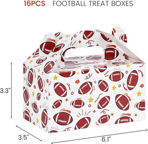 VGOODALL 16PCS Party Favor Boxes ، 6.1 × 3.5 × 3.3 بوصة صناديق هدايا ورق السلة مع أكياس الوجبات الخفيفة لزخارف حفلات عيد الميلاد الرياضية in Kuwait