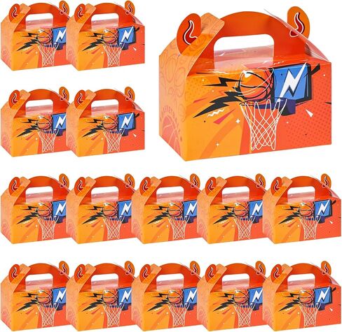 VGOODALL 16PCS Party Favor Boxes,6.1×3.5×3.3 inch Basketball Paper Gift Boxes With Handle Snack Bags for Sports Birthday Party Decorations in Saudi Arabia