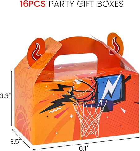 VGOODALL 16PCS Party Favor Boxes,6.1×3.5×3.3 inch Basketball Paper Gift Boxes With Handle Snack Bags for Sports Birthday Party Decorations in Saudi Arabia