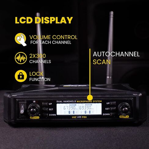 UHF -300D صوت لاسلكي رقمي - نظام ميكروفون مزدوج باليد in Saudi Arabia