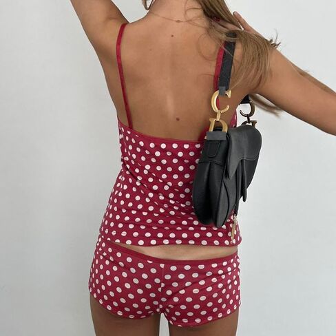 Faretumiya Women Polka Dot Pajama Set Cami Crop Top Shorts Summer Pj Outfits Y2k Pjs Sleepwear Lounge Set in Kuwait