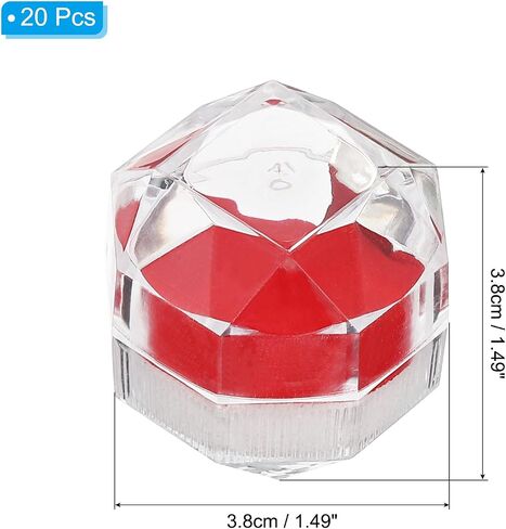 صناديق حلقة بلاستيكية صافية 1.5 "× 1.5" ، 20 جهازًا مربعًا خاتم الخطوبة صندوق المجوهر in Kuwait