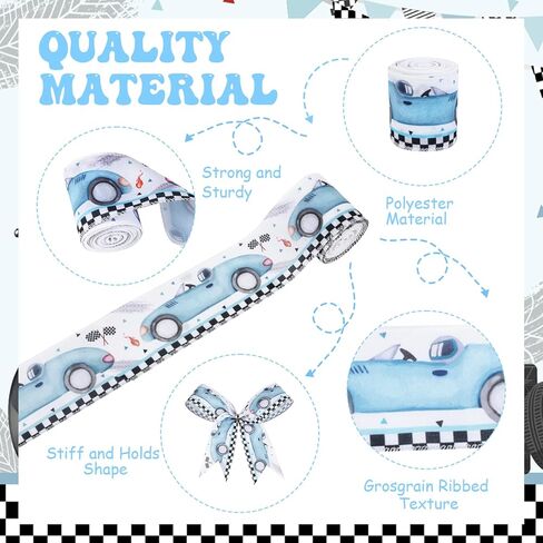 2 Rolls Butterfly Print Wired Edge Ribbons, 10 Yards Craft Ribbons for Wreath Hair Bow Wrapping Gifts Packing, Blue Birthday Wedding Gender Reveal Party Home Accessory Decor in Kuwait