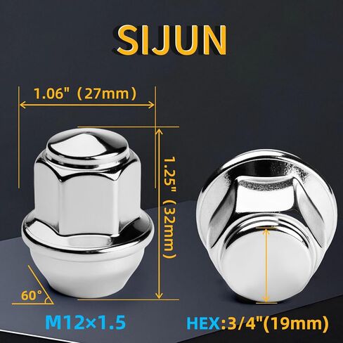 M14x1.5 مصور العروة المصممة لذاكرة RAM 1500/Grand Cherokee/Jeep Wrangler/Dodge Charger/Chevy Camaro/Impala/Corvette ، Wheel Lug Nuts ، M14x1.5 Chrome Truck Nuts ، 611-330 611-331 7/8 "HEX 20PCS in Kuwait