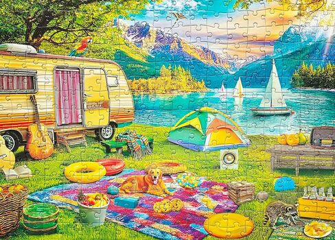 Large Piece 300 Piece Puzzle for Adults Seniors and Kids - Camping by The Lake in Kuwait