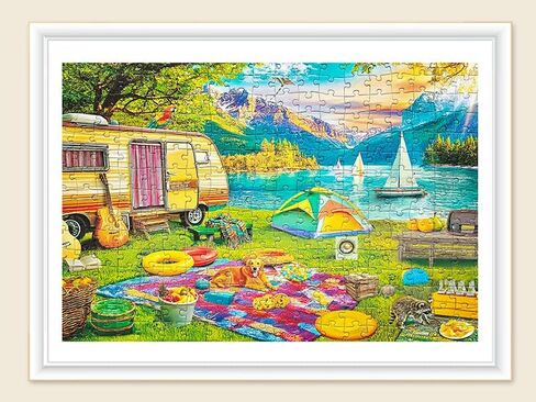 Large Piece 300 Piece Puzzle for Adults Seniors and Kids - Camping by The Lake in Kuwait