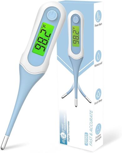 8 ثوان من مقياس الحرارة عن طريق الفم الرقمي للبالغين والأطفال ، مقياس حرارة أطفال دقيق وآمن مع إنذار الحمى ، 3 شاشة خلفية ، طرف مرن ، مقياس حرارة قاعدية طبية للمستقيم ، الإبط ، in Kuwait