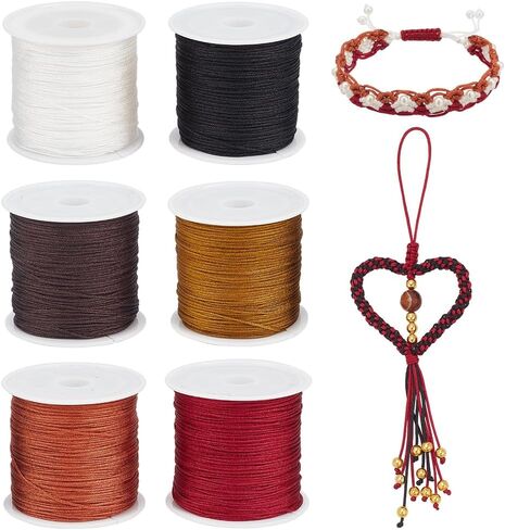 PH PandaHall 300 Yards 0.8mm Nylon String for Bracelets, 6 Colors Braided Thread Chinese Knotting Cords Bracelet String Thread Wind Chime Blinds String for Jewelry Making Kumihimo Wrapping Supplies in Kuwait