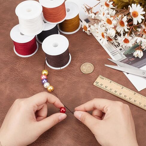 PH PandaHall 300 Yards 0.8mm Nylon String for Bracelets, 6 Colors Braided Thread Chinese Knotting Cords Bracelet String Thread Wind Chime Blinds String for Jewelry Making Kumihimo Wrapping Supplies in Kuwait