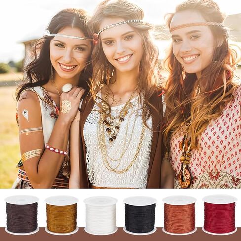 PH PandaHall 300 Yards 0.8mm Nylon String for Bracelets, 6 Colors Braided Thread Chinese Knotting Cords Bracelet String Thread Wind Chime Blinds String for Jewelry Making Kumihimo Wrapping Supplies in Kuwait