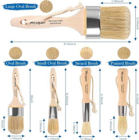 Chalk Paint Brush Natural Bristle Round Paint Brush Wax Brushes for Waxing Furniture, Painting Stencil, Home Decor, DIY Art Crafts, Watercolor, Graffiti Creation - 3Pack in Kuwait