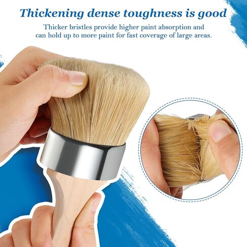 Chalk Paint Brush Natural Bristle Round Paint Brush Wax Brushes for Waxing Furniture, Painting Stencil, Home Decor, DIY Art Crafts, Watercolor, Graffiti Creation - 3Pack in Kuwait