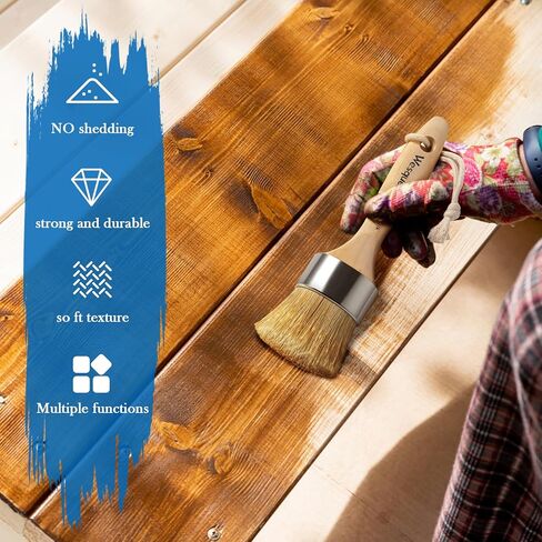 Chalk Paint Brush Natural Bristle Round Paint Brush Wax Brushes for Waxing Furniture, Painting Stencil, Home Decor, DIY Art Crafts, Watercolor, Graffiti Creation - 3Pack in Kuwait