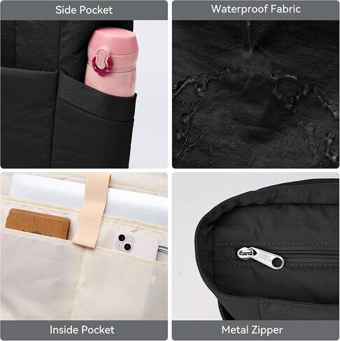 KALIDI Large Tote Bag for Women with Zipper, Quilted tote bag with Compartments,Laptop Casual Handbag Oversize Shoulder Bag in Kuwait