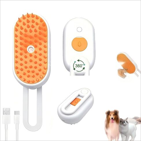 فرشاة Cloud Care Cat مع البخار-فرشاة شعر الحيوانات الأليفة ذاتية التهوية ذاتية للتسلق ، 360 ذراع دوارة ، رأس خشور سيليكون قابل للفصل (Orange) in Kuwait