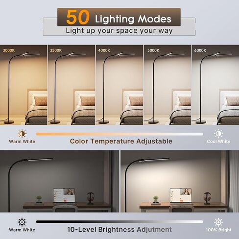 Syrinx LED مصباح الأرضية ، رأس مزدوج مصابيح أرضية من أجل غرفة المعيشة مع مفتاح الإيماء in Kuwait