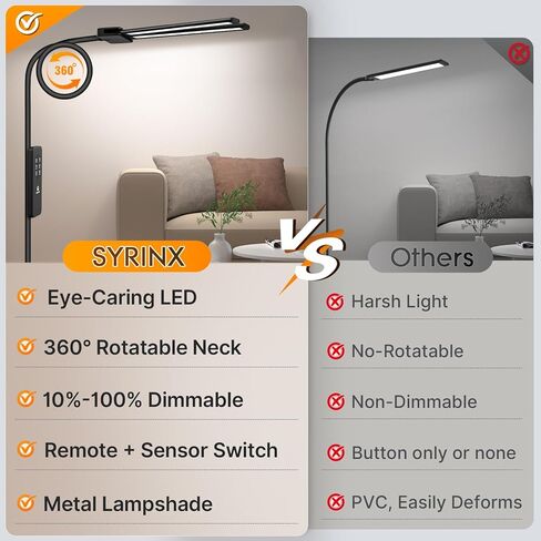 Syrinx LED مصباح الأرضية ، رأس مزدوج مصابيح أرضية من أجل غرفة المعيشة مع مفتاح الإيماء in Kuwait