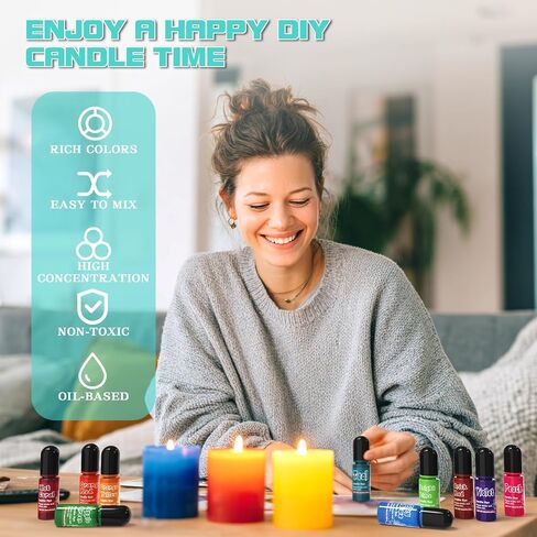 Candle Dye - 36 Vivid Colors Candle Making Supplies, High Concentration Liquid Oil-Based Color Dye for Soy Gel Wax, Beeswax, Halloween Deacoraing Candles Crafts Making - 10ml in Saudi Arabia