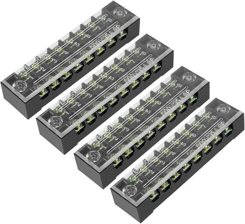 8 Positions Dual Rows 600V 15A Terminal Strip Blocks Barrier Screws (with Cover), [for Wires Connecting, Electronic Circuits] - 1 Pack/Black/TB-1508L in Saudi Arabia